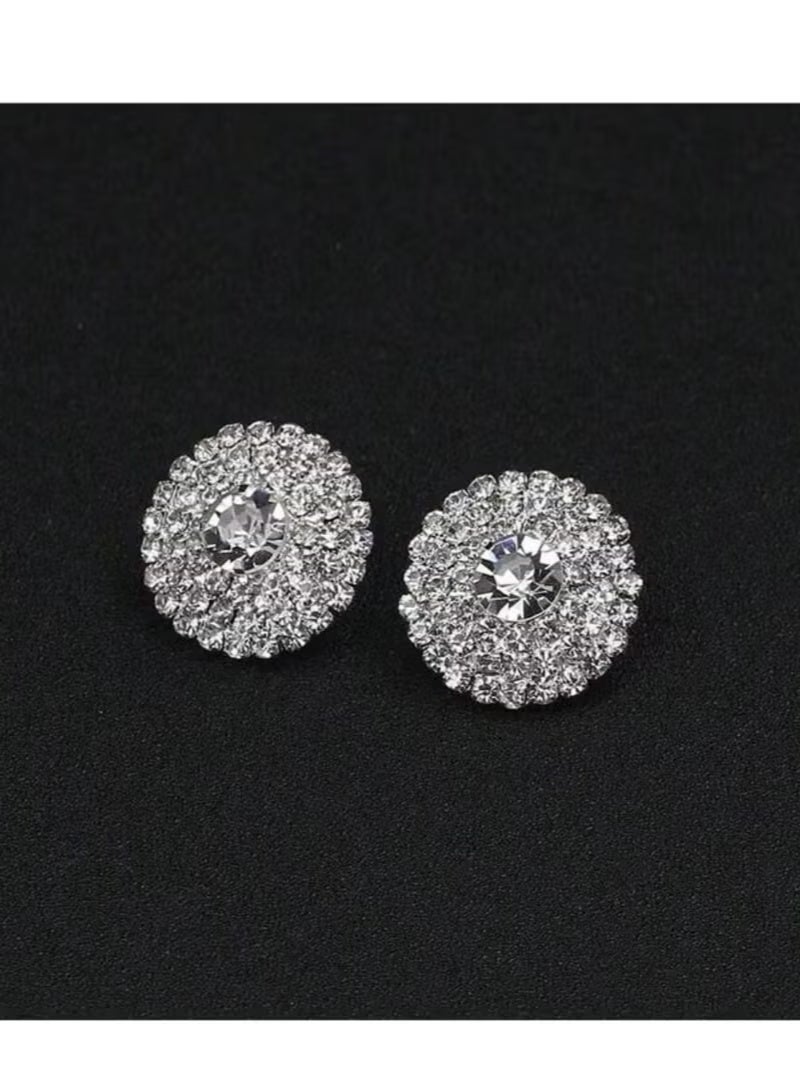 One Gorgeous and Elegant Double Row Rhinestone Necklace, Earrings and Bracelet Set Suitable for Daily Wear and Gift for Women - Image 4